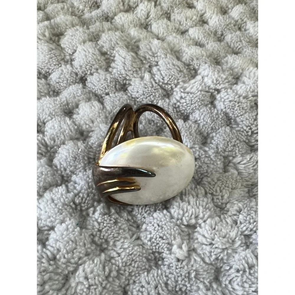 Vintage Pearl‎ Gold Scarf Ring